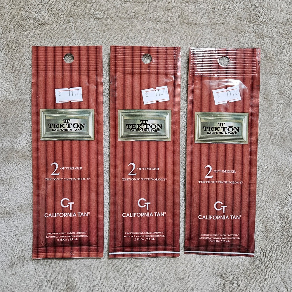 3pk California Tan Tekton Step 2 Optimizer Tanning Lotion Packets 0.5oz Each